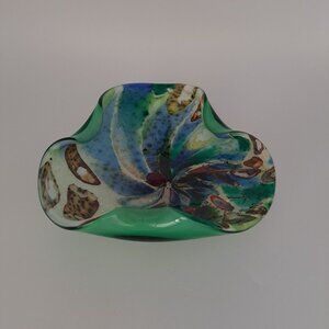 Murano Glass Bowl Tutti Frutti Handcrafted Decorative Art Piece Green Candy Dish